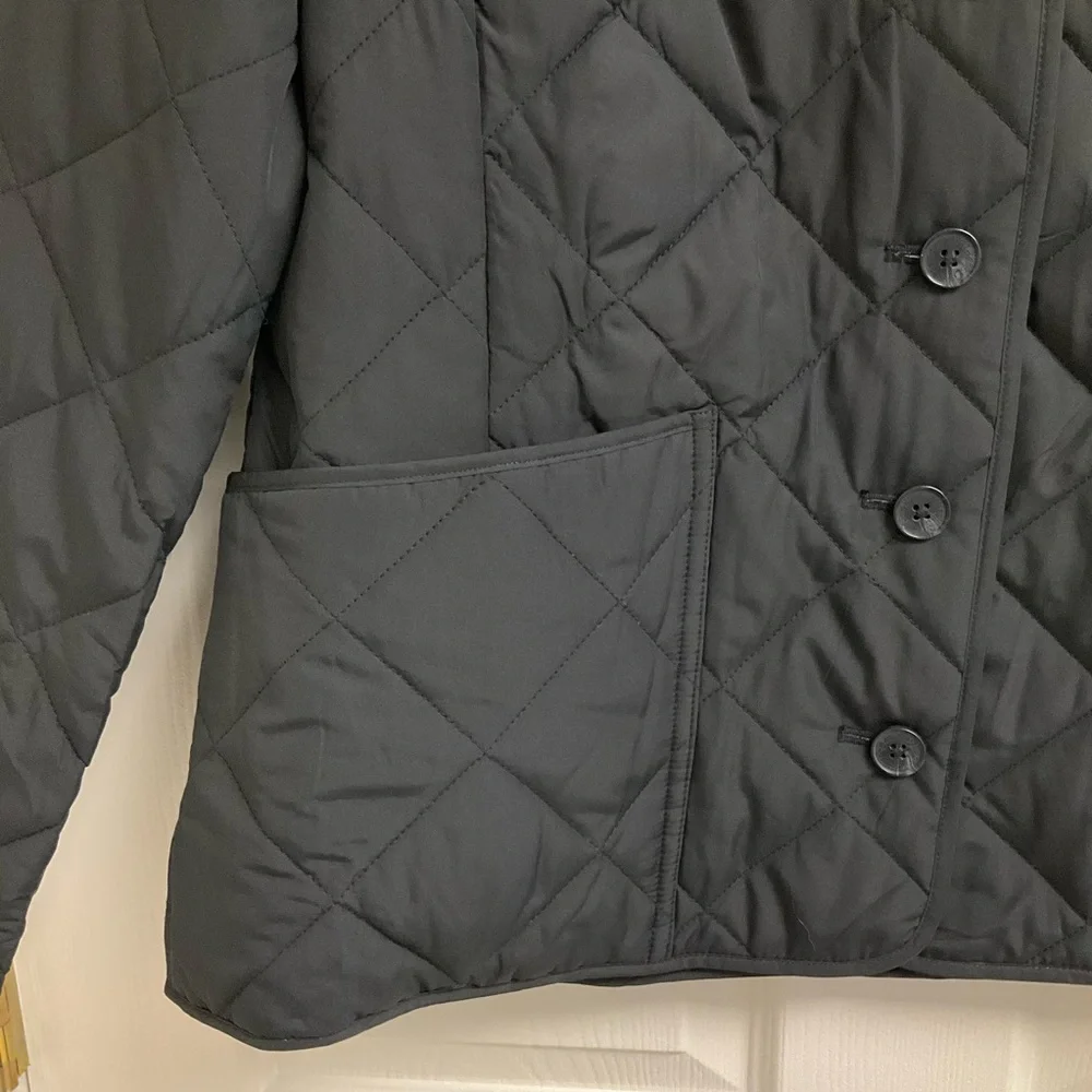 Brooks Brothers Black Lightweight Women's Large Western Diamond-Quilted Jacket - Picture 7 of 14